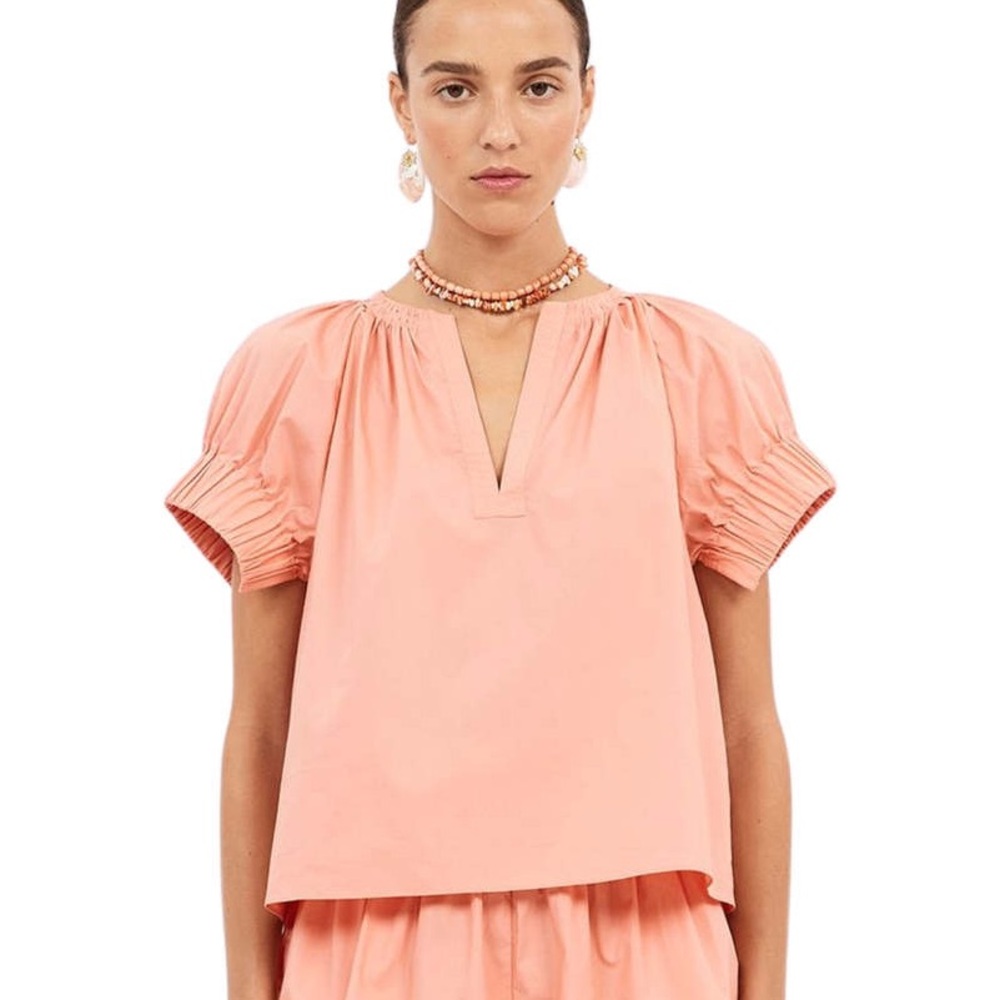Pink Puff Sleeve Boxy Blouse